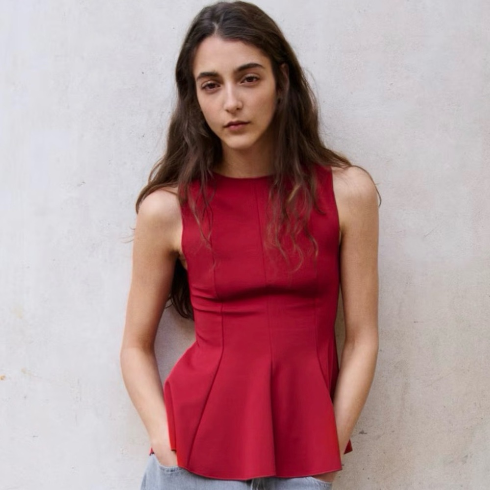 Chic Red Peplum Top